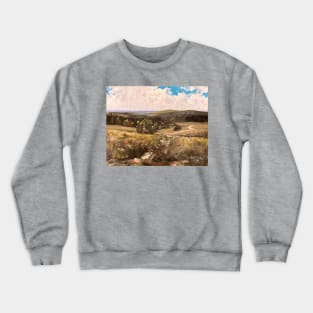 Golden Landscape Field Painting Crewneck Sweatshirt